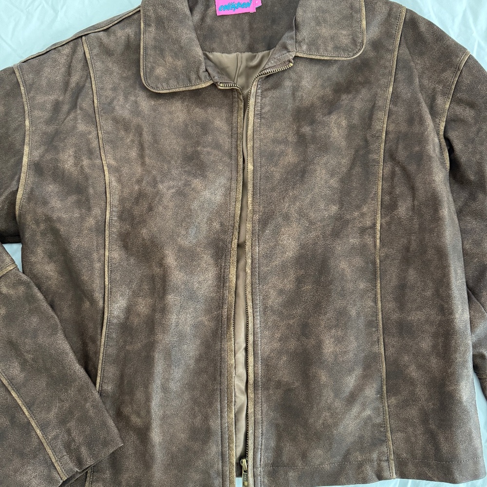 Edikted Brown faux leather jacket